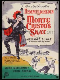 9b707 SWORD OF MONTE CRISTO Danish '51 George Montgomery in Alexandre Dumas adaptation, sexy art!
