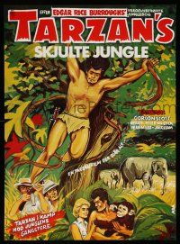 9b710 TARZAN'S HIDDEN JUNGLE Danish R70s cool artwork of Gordon Scott as Tarzan, Zippy!