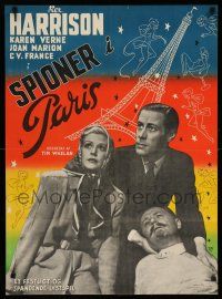 9b712 TEN DAYS IN PARIS Danish '46 Rex Harrison, John Abbott & Atkinson, Eiffel Tower art by Willy