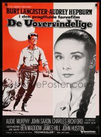 9b718 UNFORGIVEN Danish R70s art of Burt Lancaster, Audrey Hepburn, directed by John Huston!