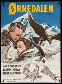 9b720 VALLEY OF THE EAGLES Danish '52 K. Wenzel art of Jack Warner, Nadia Gray, Arctic animals!