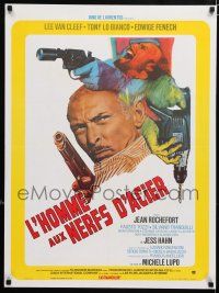 9b263 MEAN FRANK & CRAZY TONY French 24x32 '75 cool art of BAD Lee Van Cleef with gun & drill!