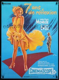 9b269 SEVEN YEAR ITCH French 23x31 R80s best art of Marilyn Monroe's skirt blowing by Grinsson!