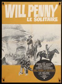 9b276 WILL PENNY French 23x31 '68 close up of cowboy Charlton Heston, Donald Pleasance!