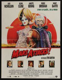 9b289 MARS ATTACKS! French 16x21 '96 directed by Tim Burton, great sci-fi art by Philip Castle!