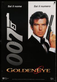9b189 GOLDENEYE Italian 1sh '96 Pierce Brosnan as secret agent James Bond 007, cool close-up!