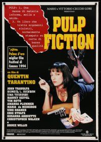 9b204 PULP FICTION Italian 1sh '94 Quentin Tarantino, close up of sexy Uma Thurman smoking!