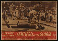 9b175 GENTLEMAN JIM Italian 13x18 pbusta '48 different image of Errol Flynn in boxing ring!
