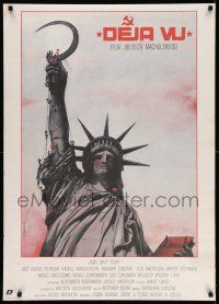 9b537 DEJA VU Polish 26x37 '90 cool Pagowski art of Lady Liberty w/sickle!