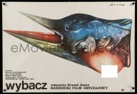 9b545 FORGIVE ME Polish 27x38 '87 Russian, bizarre Procka & Socha fish/bird w/bare breast artwork!