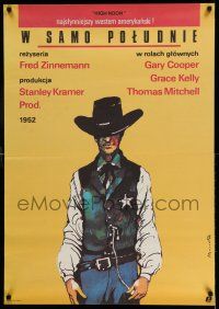 9b551 HIGH NOON Polish 27x38 R87 Marszalek art of Gary Cooper, Fred Zinnemann cowboy classic!