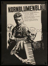 9b562 KORNBLUMENBLAU Polish 27x37 '89 Jakub Erol artwork of prisoner playing accordion!