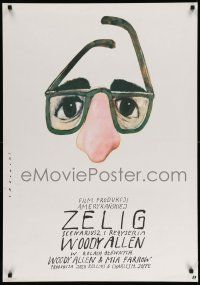 9b620 ZELIG Polish 27x38 '85 wacky Woody Allen mockumentary, best art by Wiktor Sadowski!