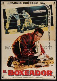 9b136 EL BOXEADOR Spanish '58 cool Jano art of boxers fighting in the ring + guy tearing up papers