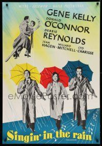 9b013 SINGIN' IN THE RAIN Swedish '52 best art of Gene Kelly, Donald O'Connor & Debbie Reynolds!