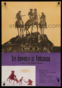 9b499 THREE MEN FROM TEXAS Yugoslavian 19x26 '48 William Boyd as Hopalong Cassidy, cool images!