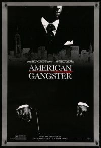 9c063 AMERICAN GANGSTER teaser DS 1sh '07 close-up of Denzel Washington, Ridley Scott directed!
