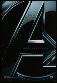 9c086 AVENGERS teaser DS 1sh '12 Robert Downey Jr & The Hulk, assemble 2012!