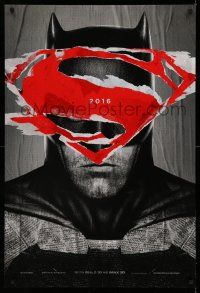9c096 BATMAN V SUPERMAN teaser DS 1sh '16 cool close up of Ben Affleck in title role under symbol!
