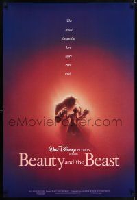 9c098 BEAUTY & THE BEAST DS 1sh '91 Disney cartoon classic, romantic dancing art by John Alvin!