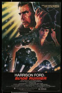 9c110 BLADE RUNNER 1sh '82 Ridley Scott sci-fi classic, art of Harrison Ford by John Alvin!