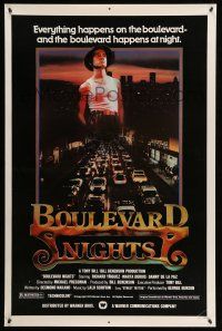 9c114 BOULEVARD NIGHTS 1sh '79 great image of Hispanic gang member, cars on strip!