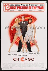 9c132 CHICAGO 1sh '02 Renee Zellweger & Catherine Zeta-Jones, Richard Gere, 13 AA nominations!