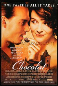 9c139 CHOCOLAT DS 1sh '00 Johnny Depp, Juliette Binoche, one taste is all it takes!