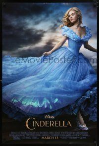9c143 CINDERELLA advance DS 1sh '15 great image of Lilly James in the title role!