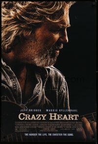 9c156 CRAZY HEART advance DS 1sh '09 great image of country music singer Jeff Bridges!