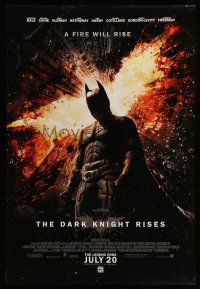 9c174 DARK KNIGHT RISES advance DS 1sh '12 Christian Bale as Batman, a fire will rise!