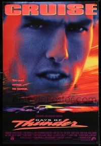 9c184 DAYS OF THUNDER DS 1sh '90 super close image of angry NASCAR race car driver Tom Cruise!