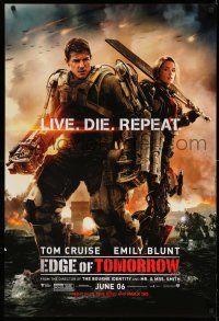 9c214 EDGE OF TOMORROW June 06 teaser DS 1sh '14 Tom Cruise & Emily Blunt, live, die, repeat!