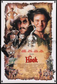 9c330 HOOK 1sh '91 artwork of pirate Dustin Hoffman & Robin Williams by Drew Struzan!