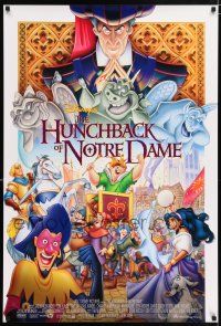9c340 HUNCHBACK OF NOTRE DAME DS 1sh '96 Walt Disney, Victor Hugo, art of cast on parade!