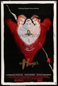 9c341 HUNGER 1sh '83 art of vampire Catherine Deneuve, rocker David Bowie & Susan Sarandon!