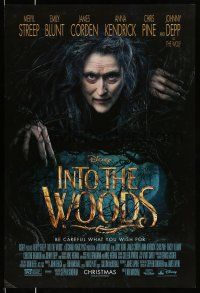 9c363 INTO THE WOODS advance DS 1sh '14 Disney, cool fantasy image of Meryl Streep as witch!