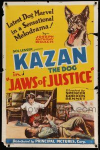 9c381 JAWS OF JUSTICE 1sh '33 latest dog marvel, Kazan the German Shepherd, sensational melodrama!