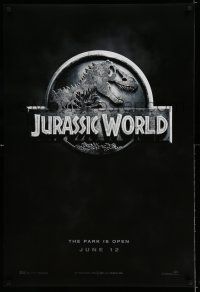 9c393 JURASSIC WORLD teaser DS 1sh '15 Jurassic Park sequel, cool image of the classic logo!
