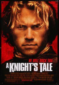 9c405 KNIGHT'S TALE DS 1sh '01 Heath Ledger in armor, Paul Bettany, Shannyn Sossamon