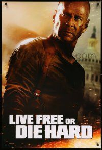 9c423 LIVE FREE OR DIE HARD teaser 1sh '07 Bruce Willis by the U.S. capitol building!