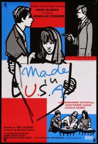 9c445 MADE IN U.S.A. 1sh R09 Jean-Luc Goddard, Anna Karina, great Keiko Kimura art!