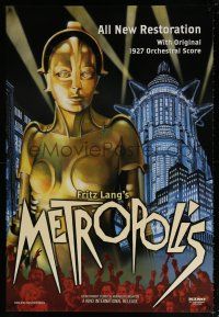 9c469 METROPOLIS DS 1sh R02 Fritz Lang classic, Brigitte Helm as the robot, New Tower of Babel!