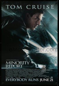 9c476 MINORITY REPORT style B advance 1sh '02 Steven Spielberg, Tom Cruise, Colin Farrell