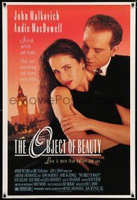 9c525 OBJECT OF BEAUTY 1sh '91 romantic close-up of John Malkovich & Andie MacDowell!