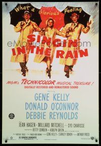 9c639 SINGIN' IN THE RAIN DS 1sh R00 Gene Kelly, Donald O'Connor, Debbie Reynolds, classic musical!
