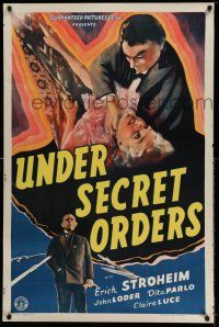 9c789 UNDER SECRET ORDERS 1sh '43 Erich von Stroheim, gripping expose of a most sinister spy ring!