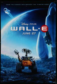 9c808 WALL-E advance DS 1sh '08 Walt Disney, Pixar, Best Animated Film, WALL-E & EVE w/ spaceship!