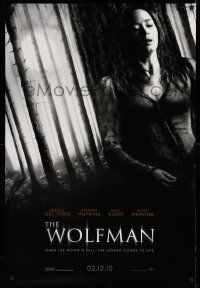 9c834 WOLFMAN teaser DS 1sh '10 werewolf horror, pretty Emily Blunt on the run!