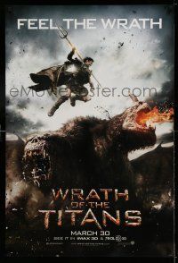 9c838 WRATH OF THE TITANS teaser DS 1sh '12 image of Sam Worthington vs enormous titan!